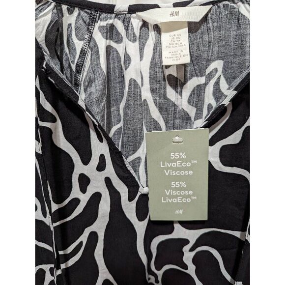 H&M Black white patterned tunic Dress XSmall - Picture 3 of 5
